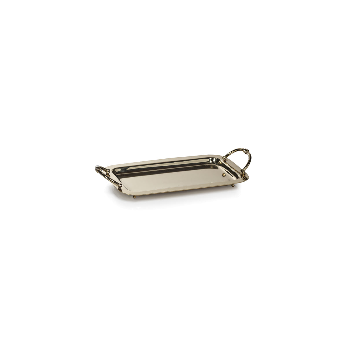 Zodax Manetta Polished Steel and Brass Tray, Small, Gold