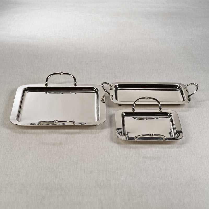 Zodax Manetta Polished Steel and Brass Tray, Small, Nickel
