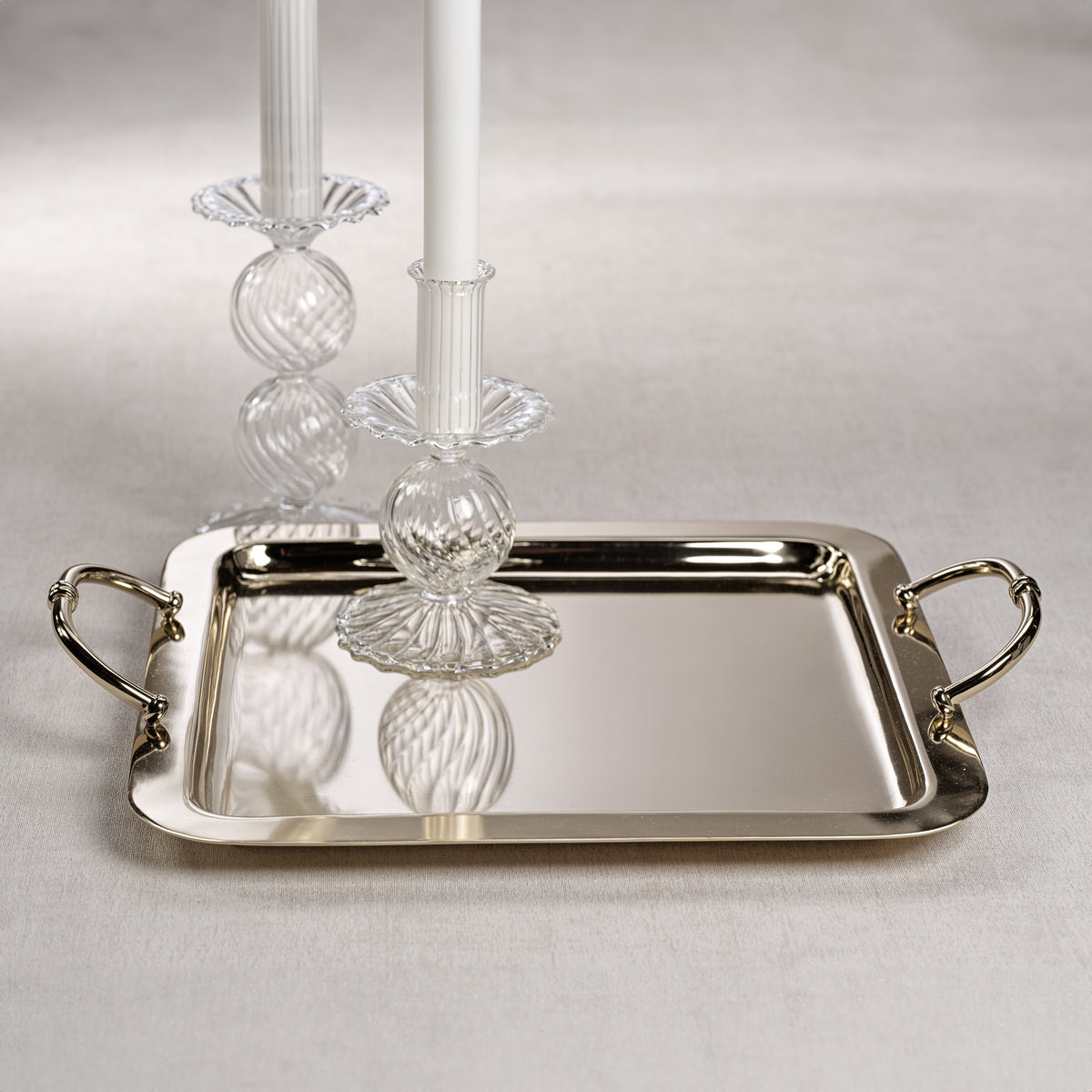 Zodax Manetta Polished Steel and Brass Tray, Medium, Gold