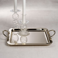 Zodax Manetta Polished Steel and Brass Tray, Medium, Gold