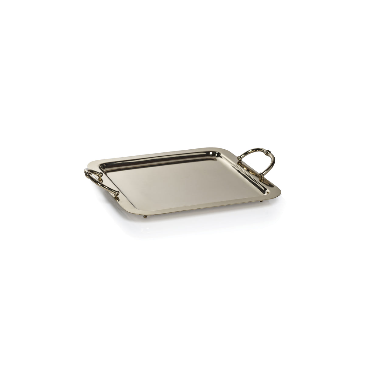 Zodax Manetta Polished Steel and Brass Tray, Medium, Gold