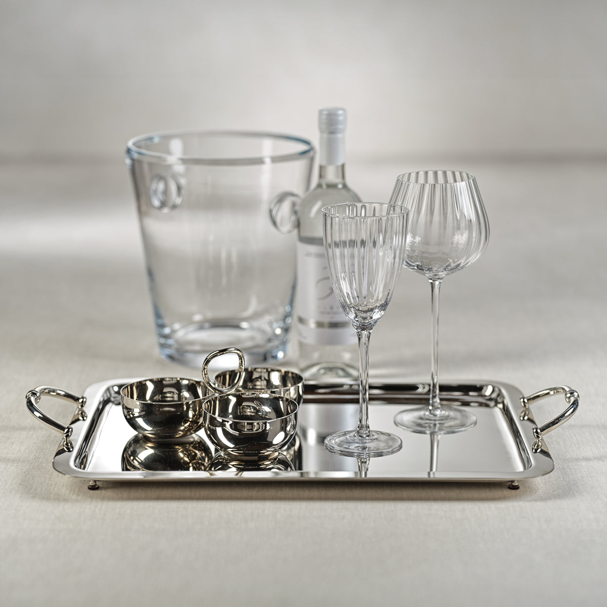 Zodax Manetta Polished Steel and Brass Tray, Medium, Nickel