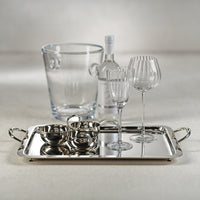 Zodax Manetta Polished Steel and Brass Tray, Medium, Nickel