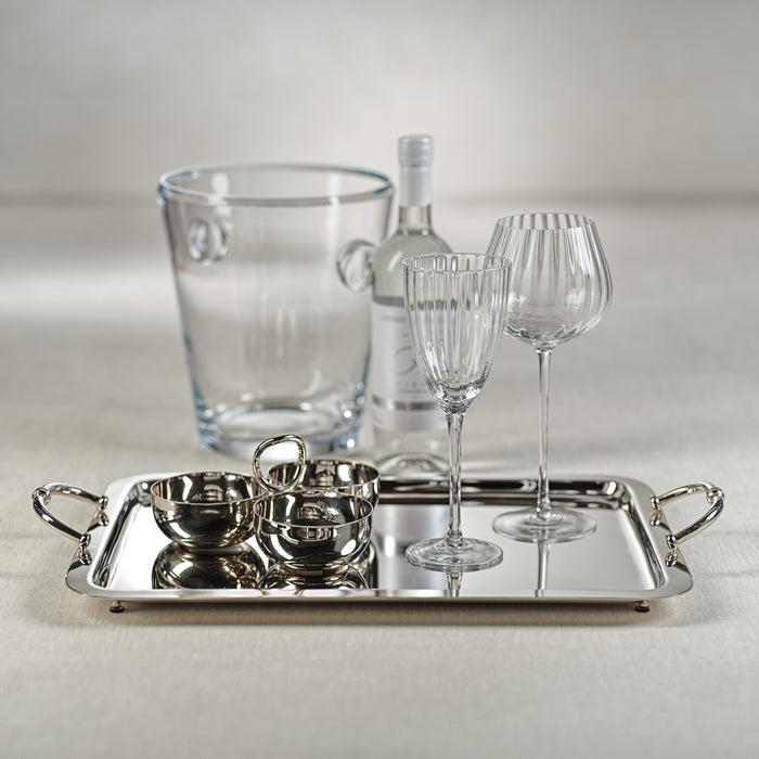 Zodax Manetta Polished Steel and Brass Tray, Medium, Nickel