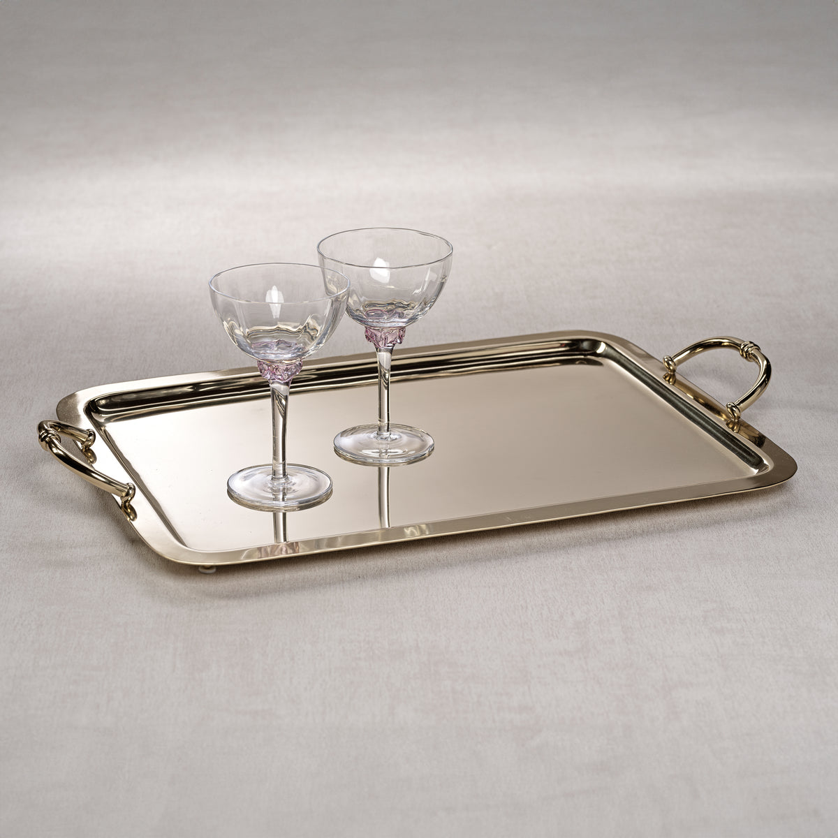 Zodax Manetta Polished Steel and Brass Tray, Large, Gold