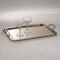 Zodax Manetta Polished Steel and Brass Tray, Large, Gold