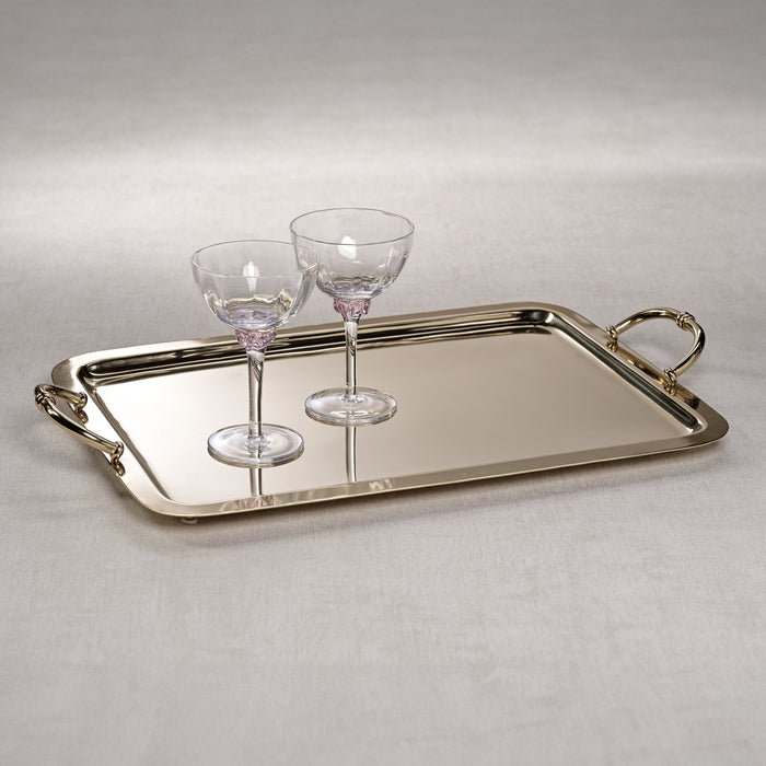 Zodax Manetta Polished Steel and Brass Tray, Large, Gold