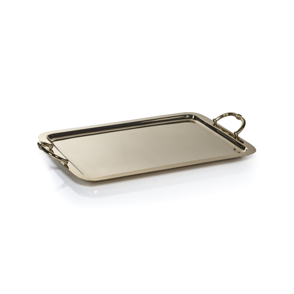 Zodax Manetta Polished Steel and Brass Tray, Large, Gold