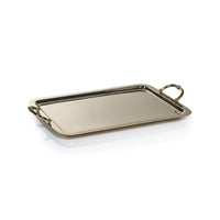 Zodax Manetta Polished Steel and Brass Tray, Large, Gold