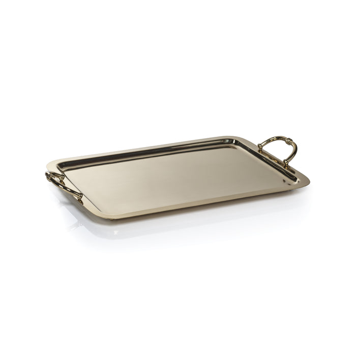 Zodax Manetta Polished Steel and Brass Tray, Large, Gold