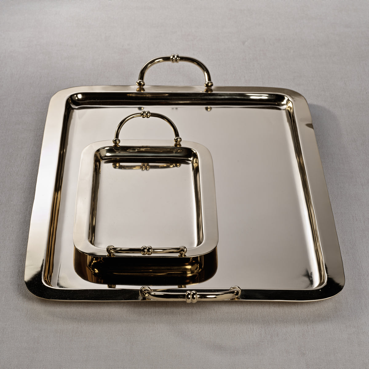 Zodax Manetta Polished Steel and Brass Tray, X-Large, Gold