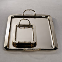 Zodax Manetta Polished Steel and Brass Tray, X-Large, Gold