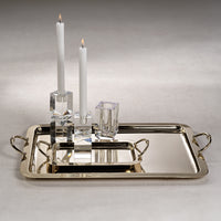 Zodax Manetta Polished Steel and Brass Tray, X-Large, Gold