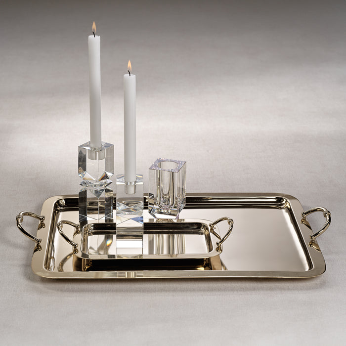 Zodax Manetta Polished Steel and Brass Tray, X-Large, Gold