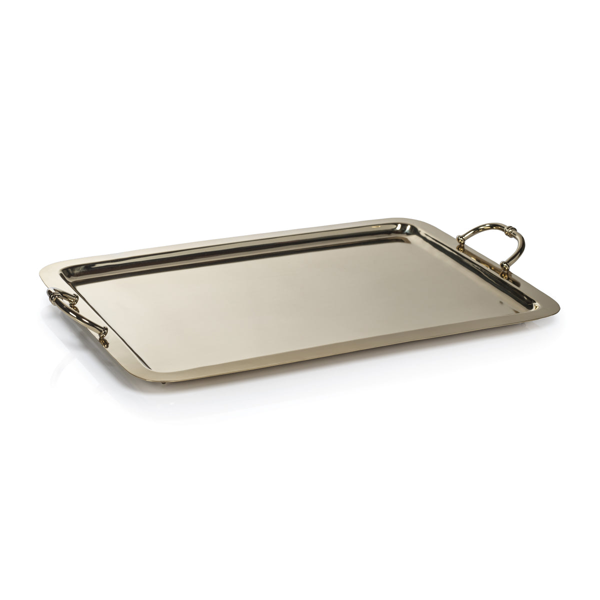 Zodax Manetta Polished Steel and Brass Tray, X-Large, Gold