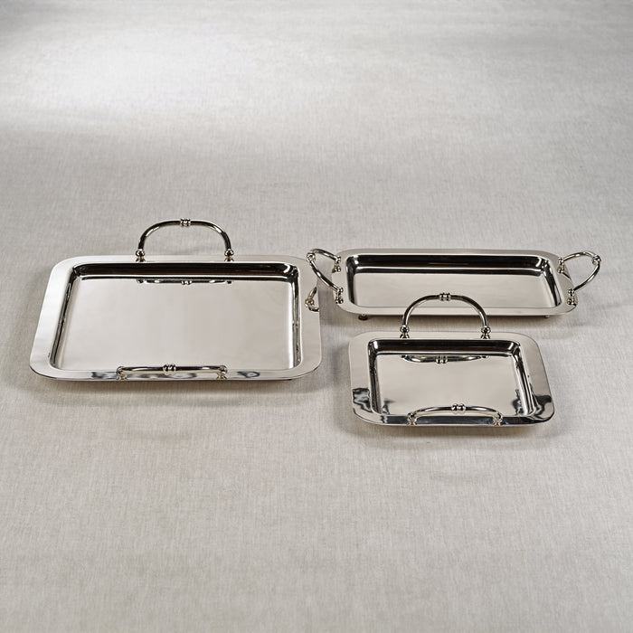 Zodax Manetta Polished Steel and Brass Tray, X-Large, Nickel