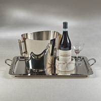 Zodax Manetta Polished Steel and Brass Tray, X-Large, Nickel