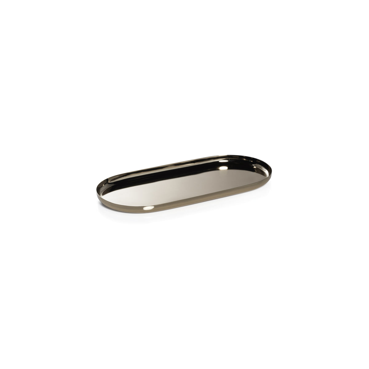 Zodax Perpignan Versatile Oblong Polished Steel Tray, Small, Gold