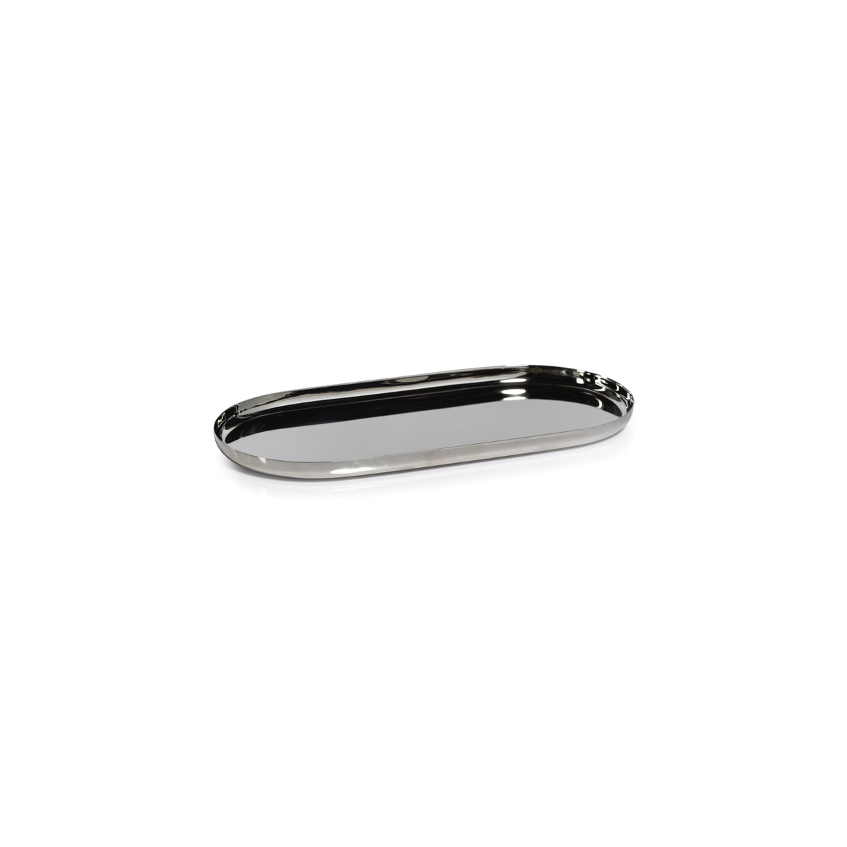 Zodax Perpignan Versatile Oblong Polished Steel Tray, Small, Nickel