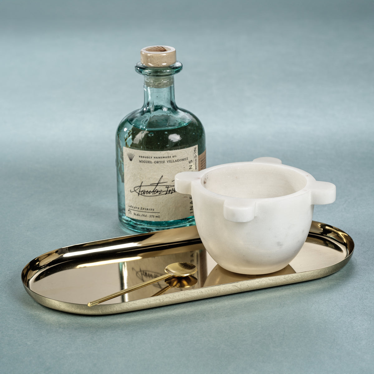 Zodax Perpignan Versatile Oblong Polished Steel Tray, Medium, Gold