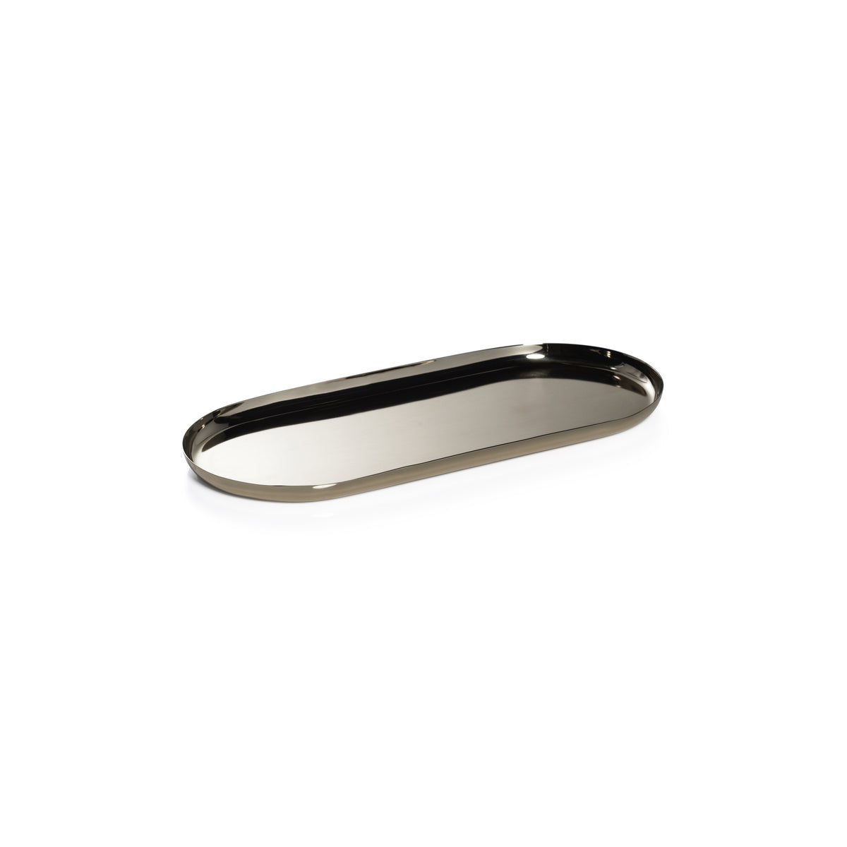 Zodax Perpignan Versatile Oblong Polished Steel Tray, Medium, Gold