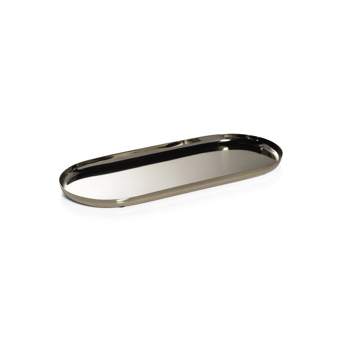 Zodax Perpignan Versatile Oblong Polished Steel Tray, Large, Gold