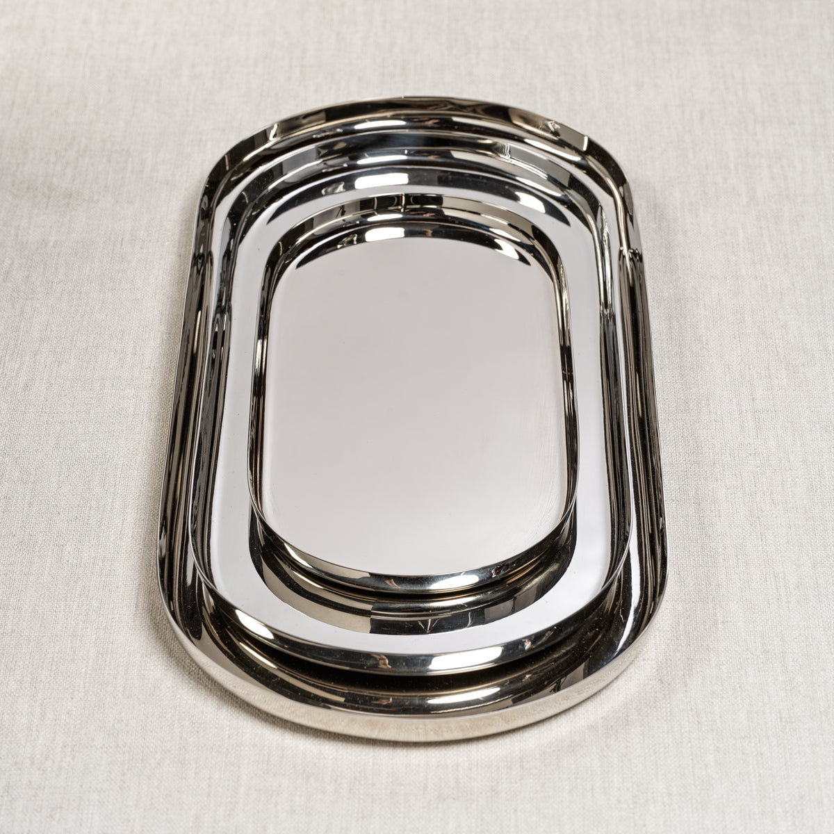 Zodax Perpignan Versatile Oblong Polished Steel Tray, Large, Nickel
