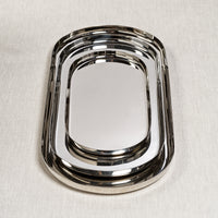 Zodax Perpignan Versatile Oblong Polished Steel Tray, Large, Nickel