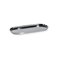 Zodax Perpignan Versatile Oblong Polished Steel Tray, Large, Nickel