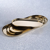 Zodax Perpignan Versatile Oblong Polished Steel Tray, X-Large, Gold