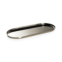 Zodax Perpignan Versatile Oblong Polished Steel Tray, X-Large, Gold