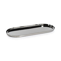 Zodax Perpignan Versatile Oblong Polished Steel Tray, X-Large, Nickel