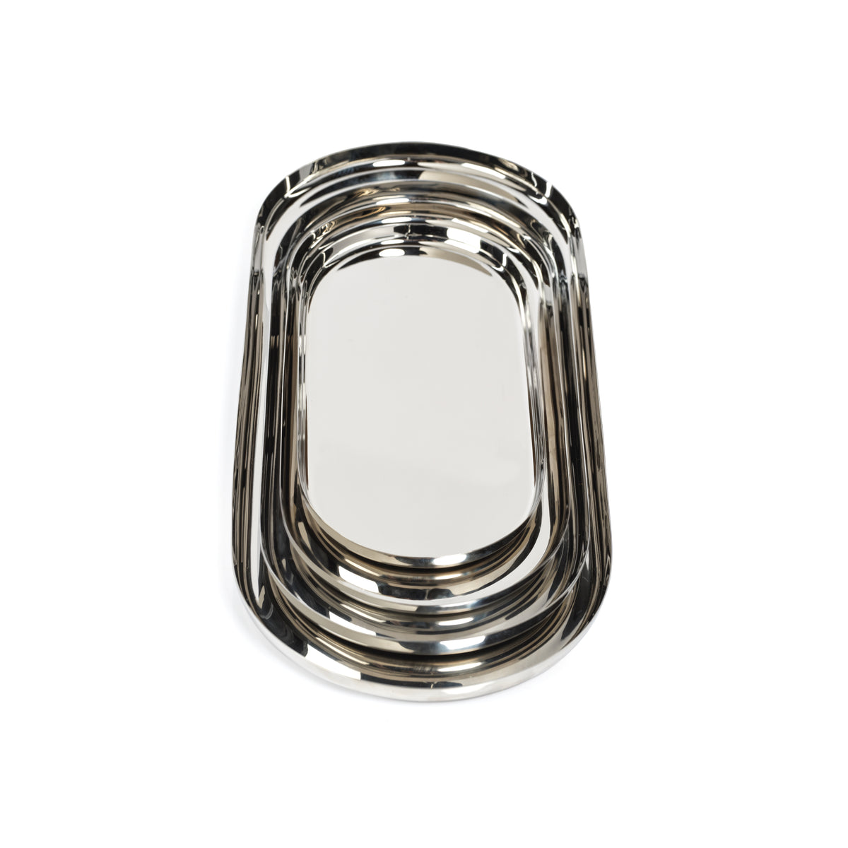 Zodax Perpignan Versatile Oblong Polished Steel Tray, X-Large, Nickel