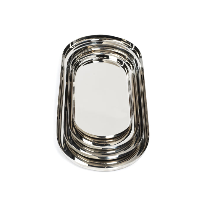 Zodax Perpignan Versatile Oblong Polished Steel Tray, X-Large, Nickel