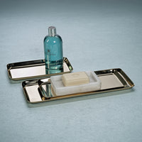 Zodax Perpignan Versatile Rectangular Polished Steel Tray, Small, Gold