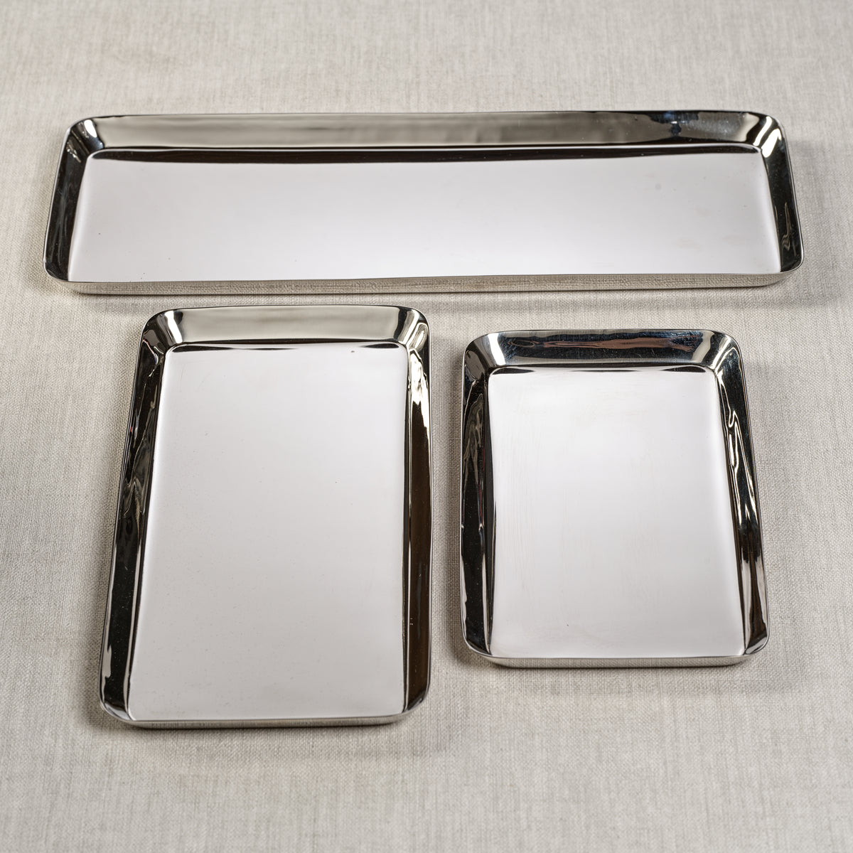 Zodax Perpignan Versatile Rectangular Polished Steel Tray, Small, Nickel
