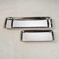 Zodax Perpignan Versatile Rectangular Polished Steel Tray, Small, Nickel