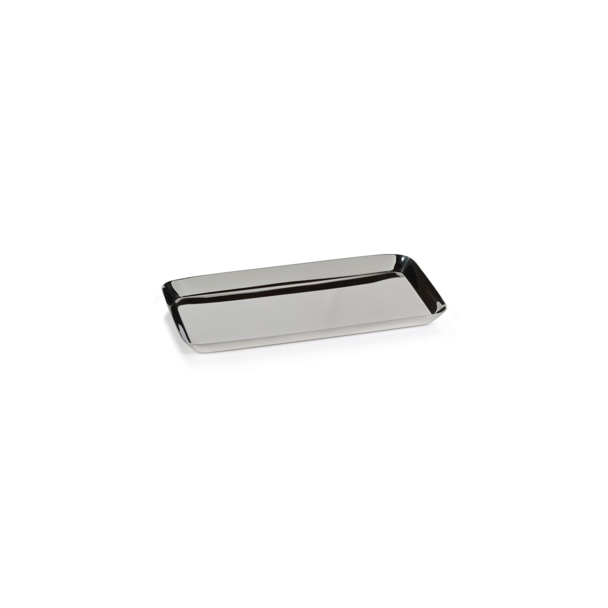 Zodax Perpignan Versatile Rectangular Polished Steel Tray, Small, Nickel