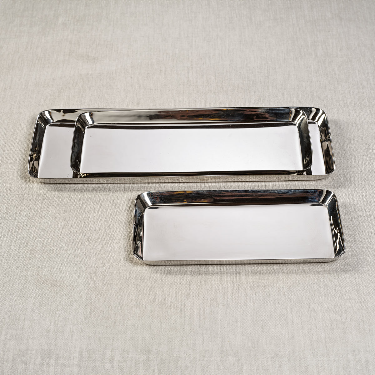 Zodax Perpignan Versatile Rectangular Polished Steel Tray, Medium, Nickel