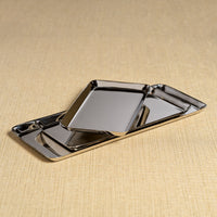 Zodax Perpignan Versatile Rectangular Polished Steel Tray, Medium, Nickel