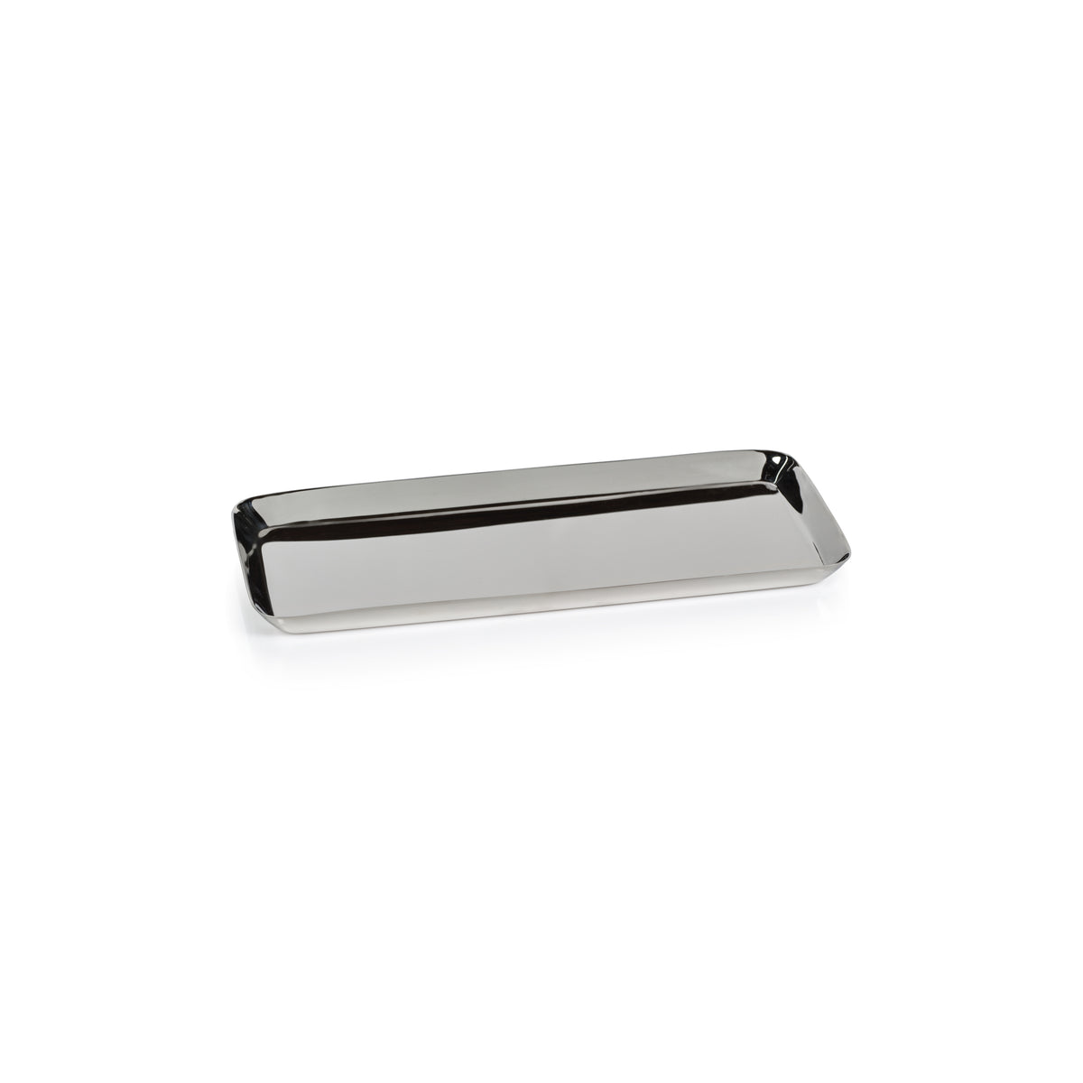Zodax Perpignan Versatile Rectangular Polished Steel Tray, Medium, Nickel