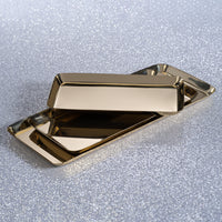 Zodax Perpignan Versatile Rectangular Polished Steel Tray, Large, Gold
