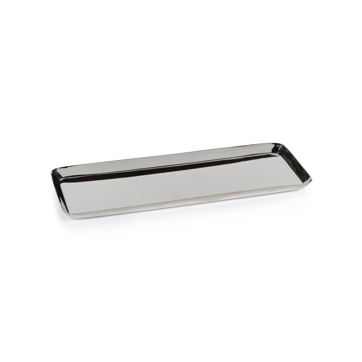 Zodax Perpignan Versatile Rectangular Polished Steel Tray, Large, Nickel