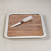 Zodax Benouville Acacia Wood Prep & Serving Board with Steel Tray, Small
