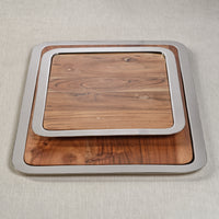 Zodax Benouville Acacia Wood Prep & Serving Board with Steel Tray, Small
