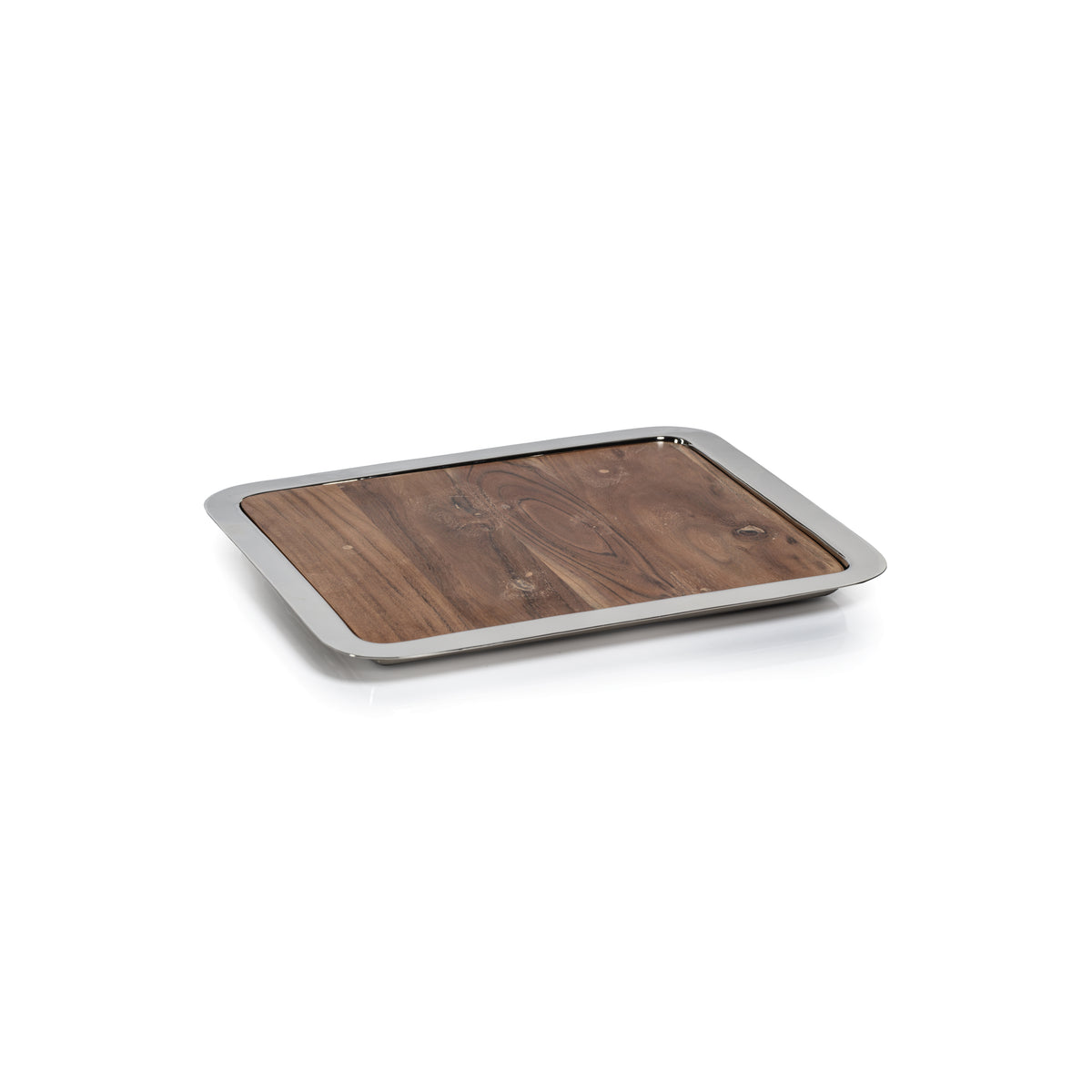 Zodax Benouville Acacia Wood Prep & Serving Board with Steel Tray, Small