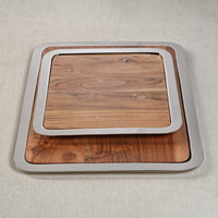 Zodax Benouville Acacia Wood Prep & Serving Board with Steel Tray, Large