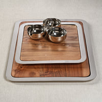 Zodax Benouville Acacia Wood Prep & Serving Board with Steel Tray, Large