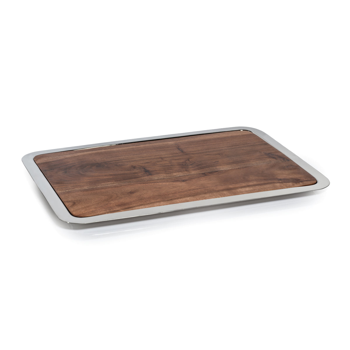 Zodax Benouville Acacia Wood Prep & Serving Board with Steel Tray, Large