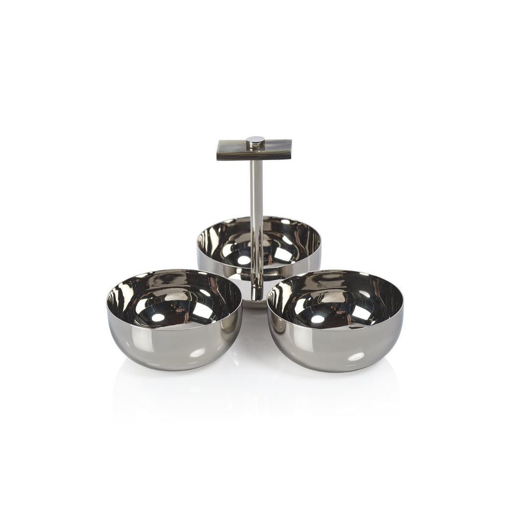 Zodax Bayeux Serving Condiment Set with Horn Trim